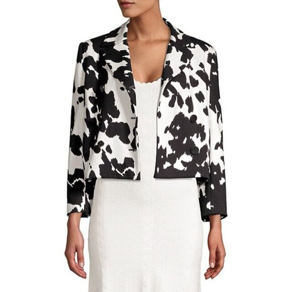 Diane Von Furstenberg Macie Cropped Animal Print Pony Ivory Blazer Small Jacket - Picture 14 of 16